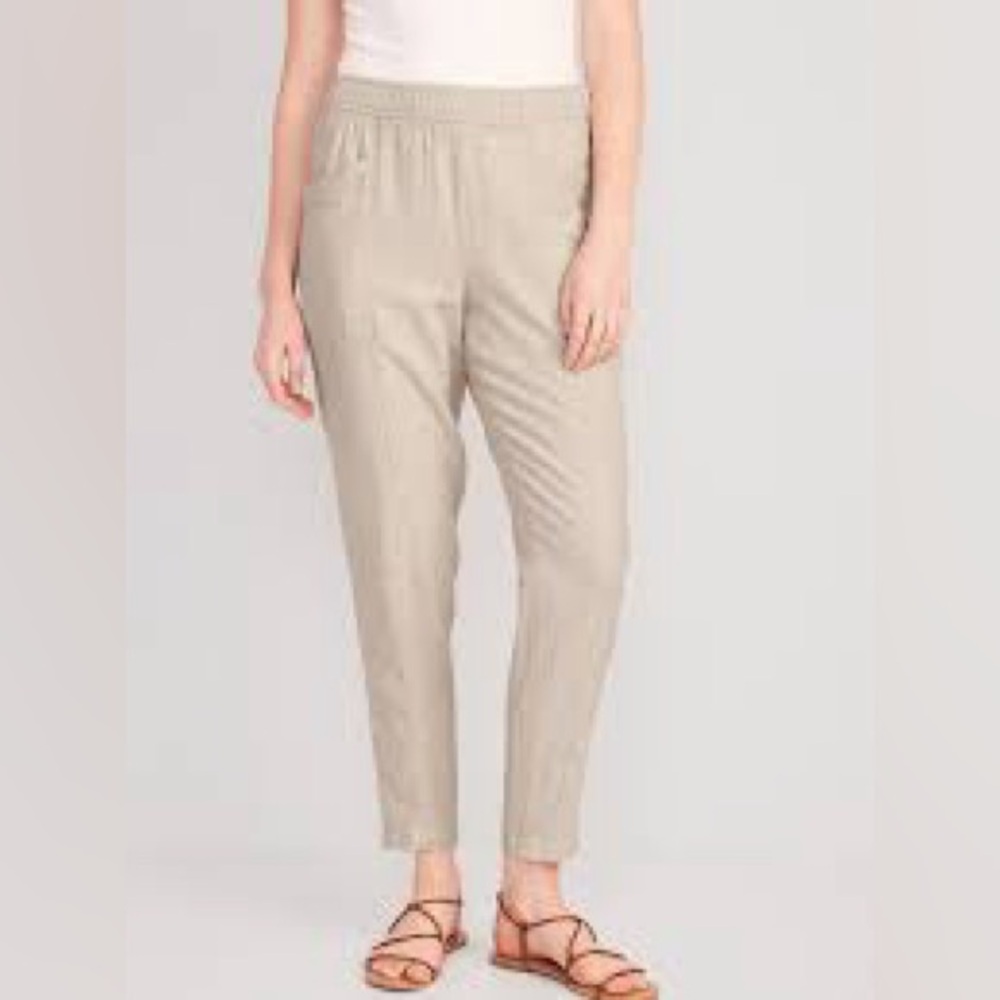 Tan Old Navy Linen Cropped Pants